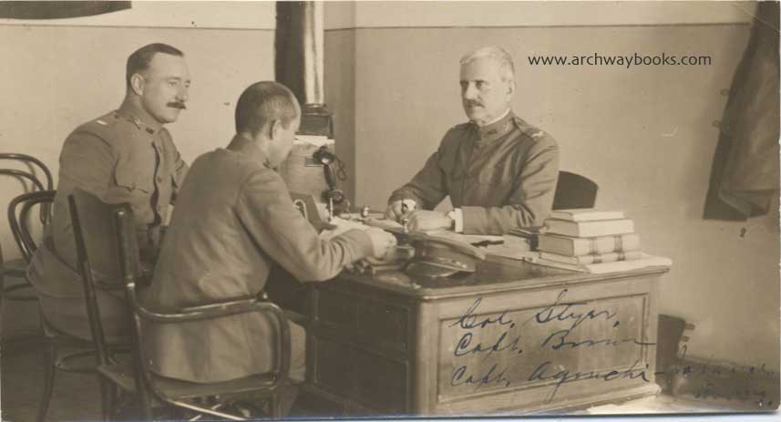 khabn025.jpg - Col Henry D. Styer, CO, 27th Infantry; Capt C.C. Brown, Liaison Officer, 27th Infantry; Capt Aguchi, Japanese Army